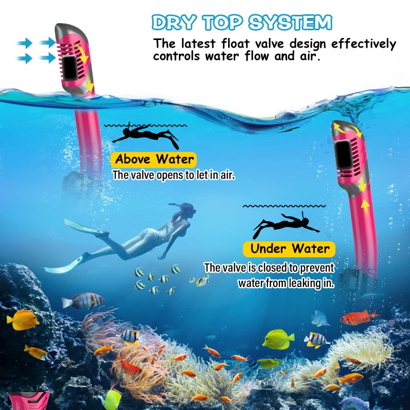 Greatever Dry Snorkel Set,Panoramic Wide View,Anti-Fog Scuba Diving Mask,Professional Snorkeling Gear for Adults - Image 4